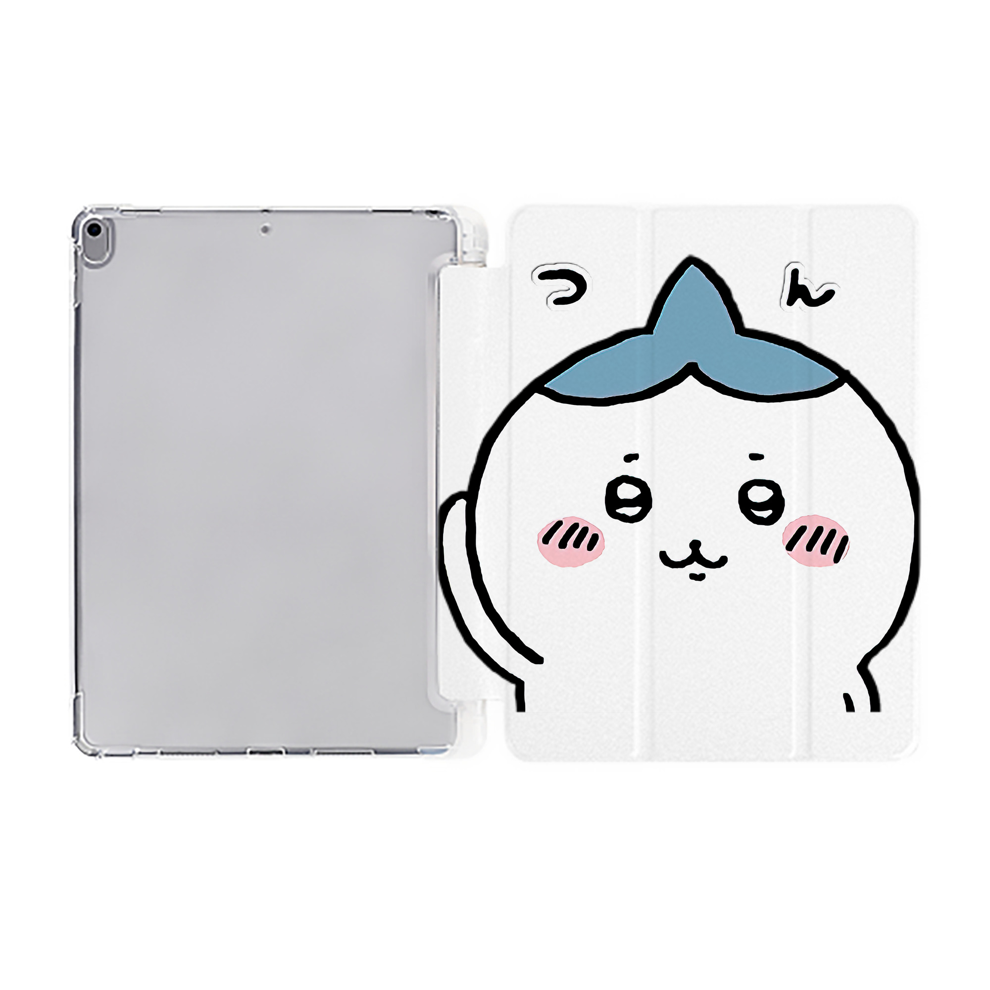 （画像用） ちいかわ ハチワレ Chii-kawa hachiware IPad ケース ペン収納付き 三つ折りスタンド PUレザー×シリコン 対応機種9.5/10.5/10.9インチ
